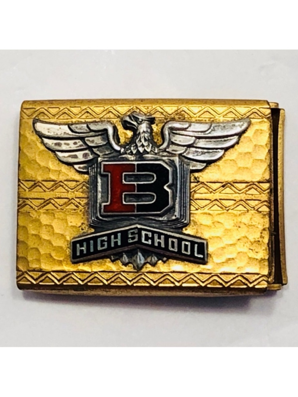 Vintage “B” High School Belt Buckle with Eagle